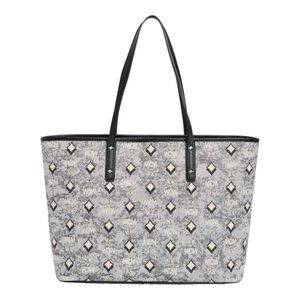 MCM Visetos Logo Pattern Grey Aren Tote Bag